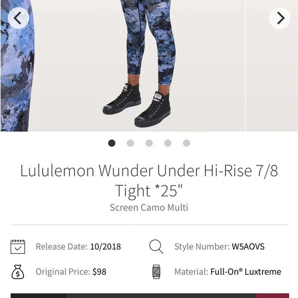 Lululemon Wunder Under Pants leggings blue Camo 7/8 length Gym Athletisure - Picture 2 of 7